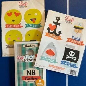 Set of 3 - closet dividers and MILESTONE stickers for BABY BOY